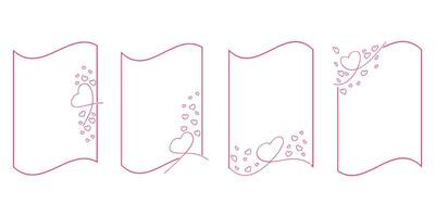 Set of four hand-drawn romantic card templates vector