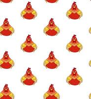 Seamless pattern with cute rooster character. Can be used for graphic design, branding, textile design, packaging, wrapping paper. graphic line illustration. vector
