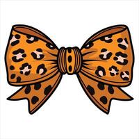 Orange Bow with Animal Print and Stylish Details vector