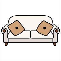 Hand Drawing of White Sofa with Minimalist and Elegant Features vector