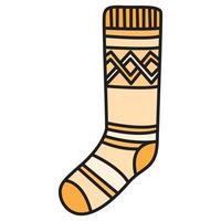 Hand Drawing of Yellow Sock with Detailed and Cozy Features vector