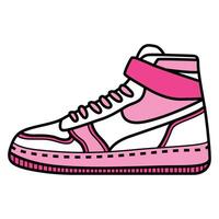White and Hot Pink Woman Sneaker with Bold and Energetic Style vector