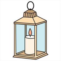 Candle in Lantern with Warm and Inviting Details vector