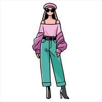 Hand Drawing of Stylish Woman with Chic and Elegant Details vector