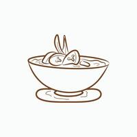 a bowl of kolak pisang with a spoon in it vector
