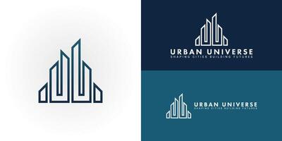 The dynamic logo design features the initials UU creatively integrated into a stylized representation of a cityscape, creating a unique symbol that evokes a sense of growth, progress, and urbanism vector