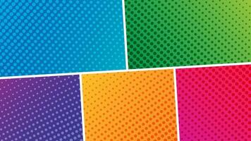 Retro comic halftone split screen background vector