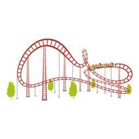 Roller coaster in flat design. Amusement park extreme attraction with loop. illustration isolated. vector