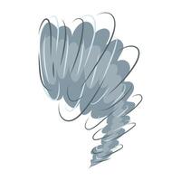Tornado swirl in flat design. Wild energy hurricane with vortex funnel. illustration isolated. vector