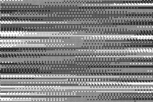 Striped bitmap pattern background with pixelated texture. Retro computer game graphic. Abstract noisy effect halftone digital bg. Glitch spackle fade wallpaper vector