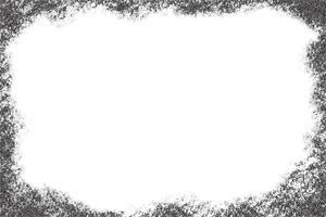 Grunge frame with grainy torn border on white background. Brushed rough textured fade. Old sandy noisy halftone template. Abstract stipple dust paper. vector
