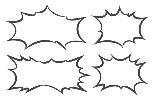 Manga speech bubble for text with bomb explosion effect. Comic pop art frame. Chat shape for shock shout and scream action message. Irregular anime template