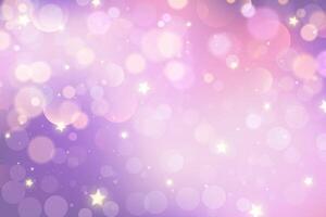 Pink magic background with sparkles stars and cute magic bokeh. Fairy purple pastel gradient. Pastel abstract sky with soft gradation for Valentine day and birthday design. vector