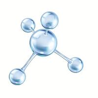 Collagen molecule structure from spheres realistic illustration. Blue protein structural network 3d object on white background vector