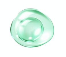 Collagen molecules forming green drop inside bubble realistic illustration. Anti-aging treatment 3d object on white background vector