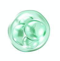 Green collagen molecules creating captivating bubble effect realistic illustration. Essence of skincare cosmetic 3d object on white vector
