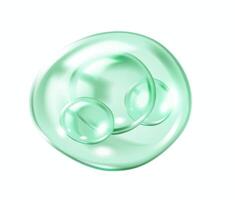 Collagen molecules floating inside green bubble realistic illustration. Scientific skincare concept 3d object on white background vector