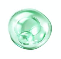 Green bubbles of collagen molecules realistic illustration. Blobs bounce inside sphere 3d object on white background vector
