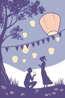 A scene of paper lanterns drifting upwards, glowing against the night. vector