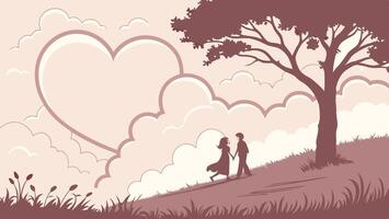 A heart shape appears in the sky as pink clouds align gracefully. vector
