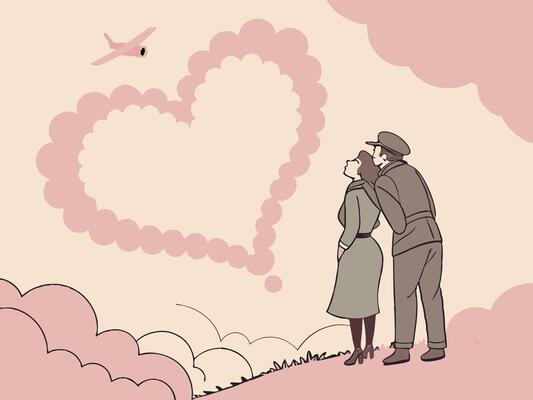Soft pink hues blend in the sky, creating the illusion of a heart.