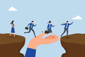help to solve problem, massive hand assists entrepreneurs in overcoming challenge gap. vector