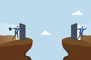 Shortcut for business success, entrepreneur utilizes quick entryway to bridge the divide. vector