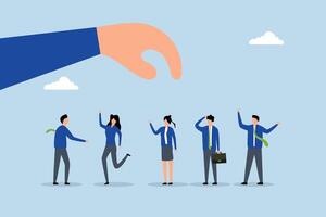 Choosing candidate for job vacancy, large entrepreneur selects HR to choose victor from pool of job applicants. vector