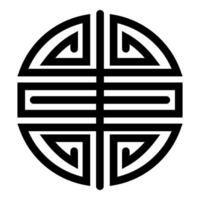 Symbol chinese character shou folk religion Asian happiness longevity icon black color illustration image flat style vector