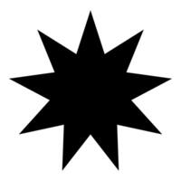 Six pointed star Bahaism Baha'i Bahai symbol unity and harmony between different religions cultures icon black color illustration image flat style vector