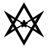Thelema Unicursal Hexagonal symbol Unprocessing hexagram Telemma sacred geometry icon black color illustration image flat style vector