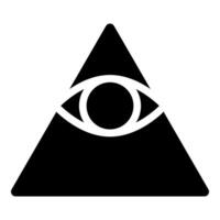 Kao Give all seeing eye in pyramid inside triangle Illuminati symbol Masonic icon color black vector