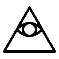 Kao Give all seeing eye in pyramid inside triangle Illuminati symbol Masonic icon black vector