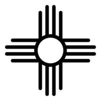 Zia symbol ancient sun emblem element of New Mexico flag icon black color illustration image flat style vector