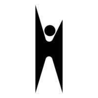Symbol humanism strong person happy man icon black color illustration image flat style vector