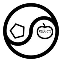 Sacred chao Cau chaos discordianism discordia symbol parody of religion icon black color illustration image flat style vector