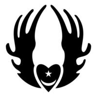 Inyyyati's tugy wing heart Universal Sufism symbol icon black color illustration image flat style vector