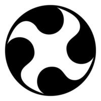 Tomoe symbol religious sign Japanese religions Oriental four petal icon black color illustration image flat style vector