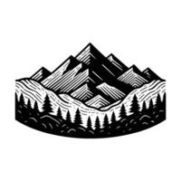 Elegant mountain with tree silhouette white background vector