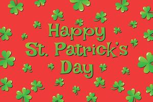 Happy St. Patrick's Day text design featuring a lucky clover, flat illustration vector