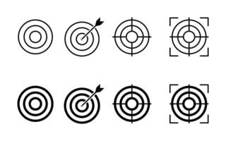 Target icon set. goal icon . target marketing icon. Line and glyph aim dart board. focus icon line style vector