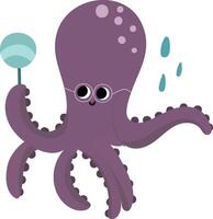 An octopus holding a lollipop in its hand vector