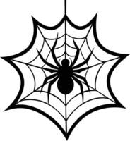 A spider hanging from a web on a white background vector