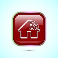 Smart house icon design illustration, Smart home technology and automation, Red color square button design vector