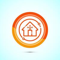 Smart house icon design illustration, Smart home technology and automation, Orange color button design vector