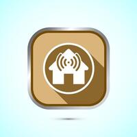 Smart house icon design illustration, Smart home technology and automation, Gold shadow button design vector