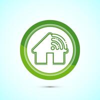 Smart house icon design illustration, Smart home technology and automation, Green color button design vector