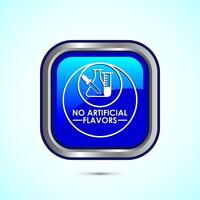 No artificial flavor icon design illustration, Artificial flavor free symbol, Natural product, Blue color square button design vector