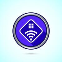Smart house icon design illustration, Smart home technology and automation, Blue shadow button design vector