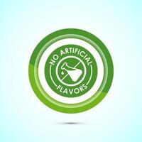 No artificial flavor icon design illustration, Artificial flavor free symbol, Natural product, Green color button design vector